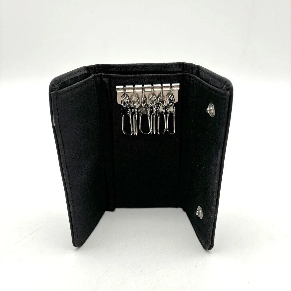 Vintage 90s Black Nylon 6 Ring Keytainer Key Wallet Unisex